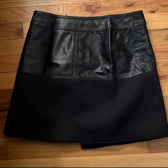 #25 Halogen leather blocked skirt - Picture 3 of 7